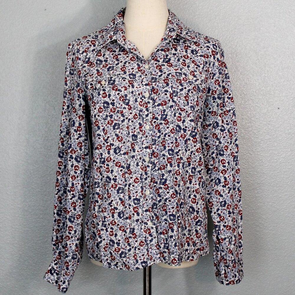 Tommy Hilfiger Floral Tab Long Sleeves Button Down Shirt Size M